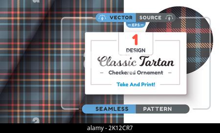 Tartan-Nahtloses Muster, fröhliche weihnachtliche Textur, karierte schottische Qualität Stock Vektor