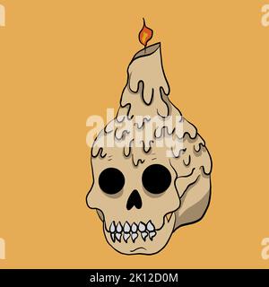 Halloween Totenkopf Kerze Illustration Hintergrund orange Illustration Stock Vektor