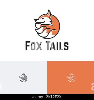 Fox Tails Cute Legendary Animal Wildlife Logo Stock Vektor