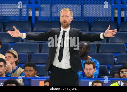 London, Großbritannien. 14. September 2022. 14 Sep 2022 - Chelsea gegen RB Salzburg - UEFA Champions League - Gruppe E - Stamford Bridge Chelsea-Manager Graham Potter während des Champions-League-Spiels auf der Stamford Bridge. Bildnachweis: Mark Pain/Alamy Live News Stockfoto