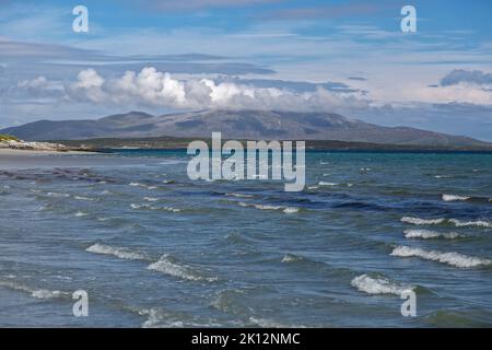 Surge on East Beach, Berneray, North Uist, Outer Hebriden, Western Isles, Schottland, Vereinigtes Königreich, Großbritannien Stockfoto