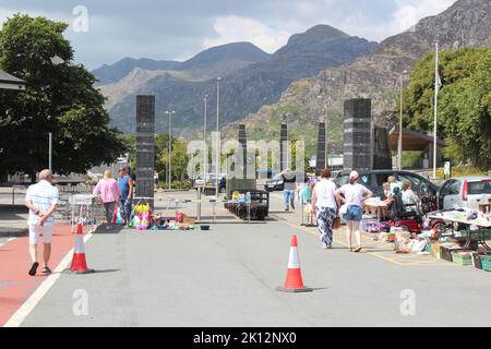 Die Ffestiniog und die Welsh Highland Railway fahren 40 Meilen durch den Snowdonia National Park Stockfoto