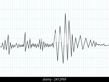 Erdbeben seismische Wellen auf Seismogramm Grafik Papier Vektor-Illustration. Stock Vektor