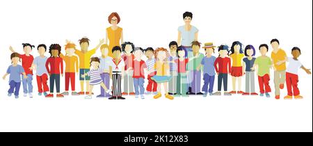 Glückliche Kinder im Kindergarten Illustration Stock Vektor