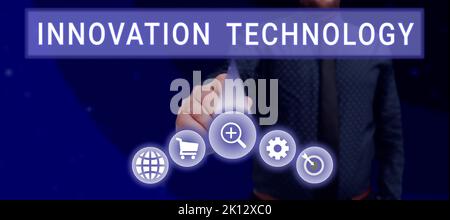 Konzeptunterschrift Innovation Technology. Business Showcase Neue Idee oder Methode technischer oder wissenschaftlicher Natur Stockfoto
