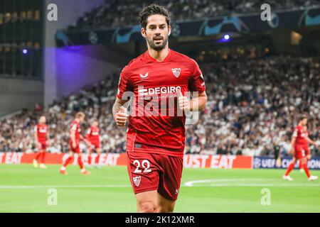 Kopenhagen, Dänemark. 14. September 2022. ISCO (22) des FC Sevilla während des UEFA Champions League-Spiels zwischen dem FC Kopenhagen und dem FC Sevilla in Parken in Kopenhagen. (Foto: Gonzales Photo/Alamy Live News Stockfoto