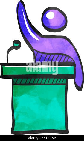 Auktionator-Ikone im Aquarellstil. Stock Vektor