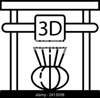 3D Druckersymbol in dünner Kontur. Vektorgrafik. Stock Vektor