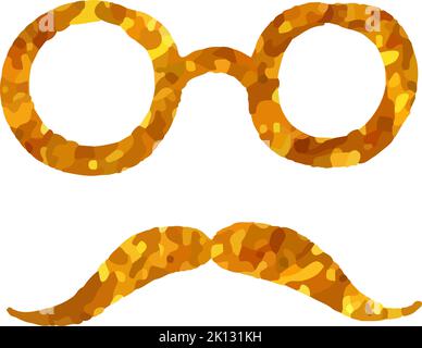 Brille und Schnurrbart-Symbol in Gold-Textur. vektor-Illustration Stock Vektor
