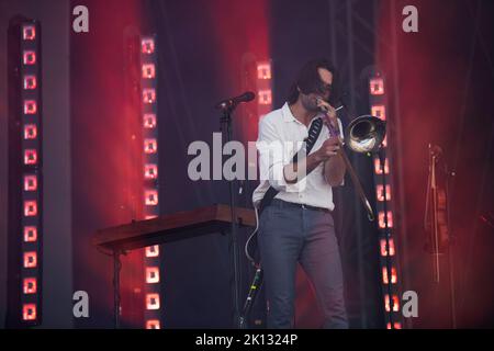 Balthazar, belgische Band, tritt beim Tempelhof Sounds Festival in Berlin auf Stockfoto