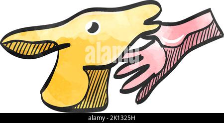 Symbol für Tierpflege im Aquarellstil. Stock Vektor