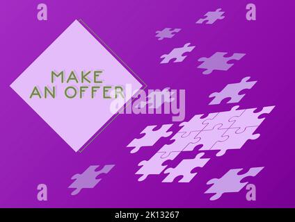 Konzeptionelle Darstellung Angebot machen. Geschäftsidee Vorschlag Bring up Volunteer prafer bestow Bid Grant Stockfoto