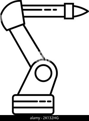 Industrieroboter-Arm-Symbol in dünner Kontur. Vektorgrafik. Stock Vektor