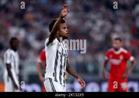 Weston Mckennie von Juventus FC ist beim UEFA Champions League-Spiel der Gruppe H zwischen Juventus FC und SL Benfica am 14. September 2022 in Turin, Italien, im Allianz Stadium zu sehen. Stockfoto