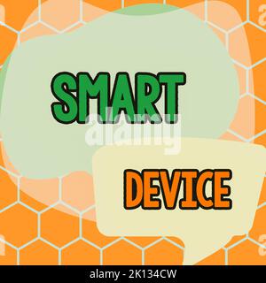 Konzeptunterschrift Smart Device. Internet-Konzept Elektronisches Gadget, das in der Lage zu verbinden teilen interagieren mit dem Benutzer Stockfoto