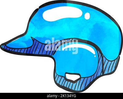 Baseballhelmsymbol im Aquarellstil. Stock Vektor