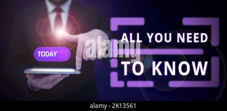 Textschild mit allen Informationen. Geschäftsidee Erzählen Sie nur die Fakten und wichtige der Zugang zu Daten Stockfoto
