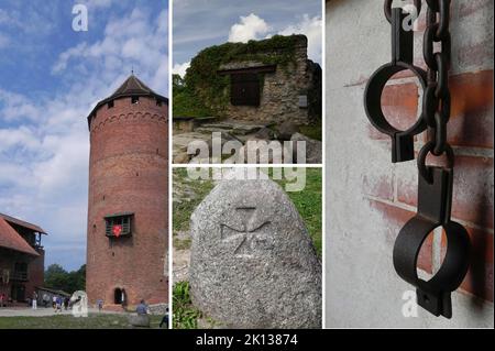 Die majestätische mittelalterliche Burg von Turaida, Sommerlandschaft. Nationalpark Gauja, Sigulda, Lettland (12) Stockfoto