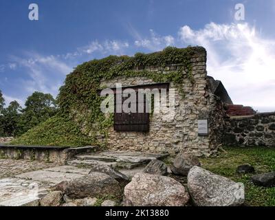 Die majestätische mittelalterliche Burg von Turaida, Sommerlandschaft. Nationalpark Gauja, Sigulda, Lettland (12) Stockfoto