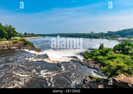 Stromschnellen am Tshopo River, Kisangani, Demokratische Republik Kongo, Afrika Stockfoto