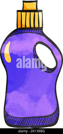 Symbol der Waschmittelflasche im Aquarellstil. Stock Vektor