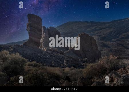 Milchstraße, Teide-Nationalpark, UNESCO-Weltkulturerbe, Teneriffa, Kanarische Inseln, Spanien, Atlantik, Europa Stockfoto