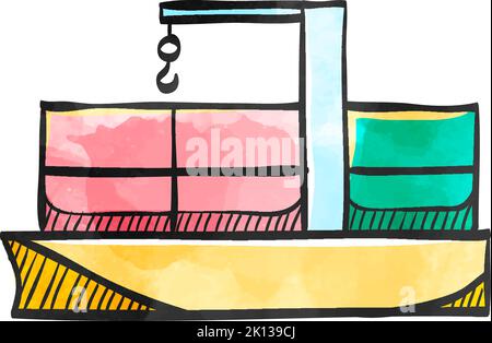 Container-Versandsymbol im Aquarellstil. Stock Vektor