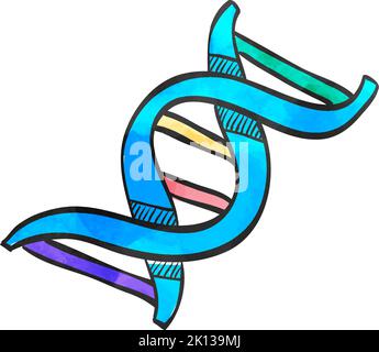 DNA-Stränge-Symbol im Aquarellstil. Stock Vektor