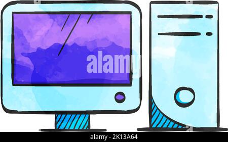 Online-Bildung Symbol in Aquarell-Stil. Stock Vektor