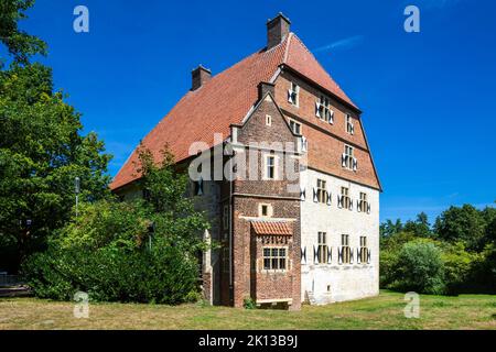 Deutschland, Billerbeck, Berkel, Baumberge, Münsterland, Westfalen, Nordrhein-Westfalen, NRW, Kolvenburg, ehemalige Wasserburg, Veranstaltungsort, Au Stockfoto