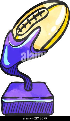 American Football Trophy Icon im Aquarellstil. Stock Vektor