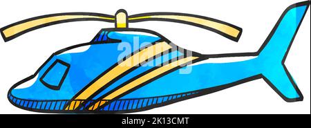 Helikopter-Ikone im Aquarellstil. Stock Vektor