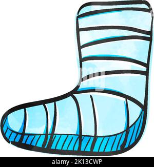 Verletztes Fußsymbol im Aquarellstil. Stock Vektor