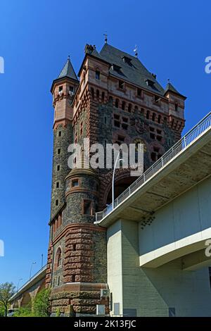 Nibelungenturm, erbaut 1897 bis 1900, Nibelungenbrücke *** Ortsüberschrift *** Europa, Deutschland, Rheinland-Pfalz, Worms, Rheinstraße, Schum City, Stockfoto