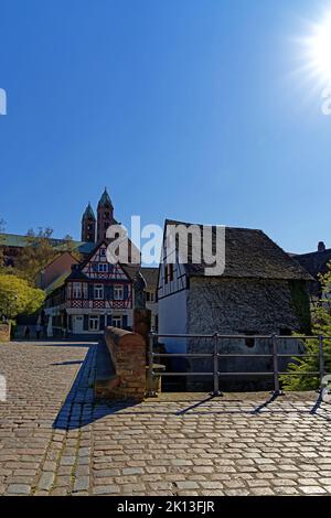 Sonnenbrücke, Dom zu Speyer, Kaiserdom, St. Maria und St. Stephan, geweht 1061 *** Ortsüberschrift *** Europa, Deutschland, Rheinland-Pfalz, Speyer, Stockfoto