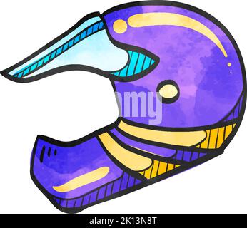 Motorradhelm-Ikone im Aquarell-Stil. Stock Vektor