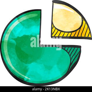 Tortendiagramm-Symbol im Aquarellstil. Stock Vektor