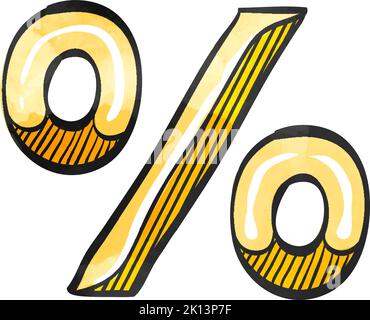 Prozentsymbol im Aquarellstil. Stock Vektor