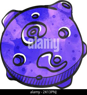 Planet Icon im Aquarellstil. Stock Vektor