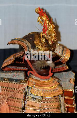 Antiker Samurai Deko Helm Stockfoto