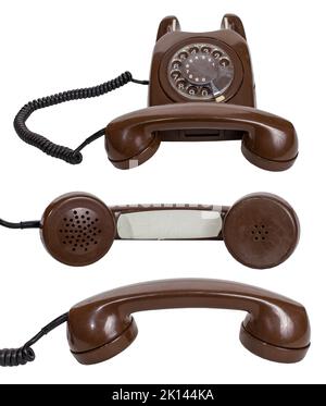 Retro Drehtelefon isoliert auf weißem Hintergrund Stockfoto