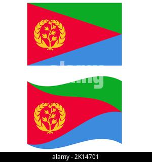 Nationalflagge Eritreas mit Papiertextur im Hintergrund. Flagge Eritreas. Eritrea winkende Flagge. Flacher Stil. Stockfoto