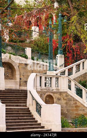 Strudlhofstiege eine alte Treppe in Wien Österreich Herbstsaison Stockfoto