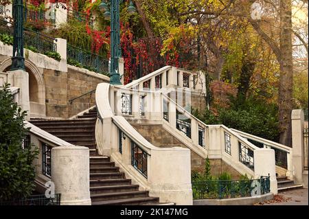 Strudlhofstiege eine alte Treppe in Wien Herbst Saison Jahrgang Stockfoto