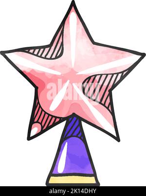 Weihnachtsstern-Ikone im Aquarellstil. Stock Vektor