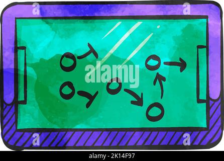 Tafel mit Pfeil-Doodle-Symbol im Aquarell-Stil. Stock Vektor