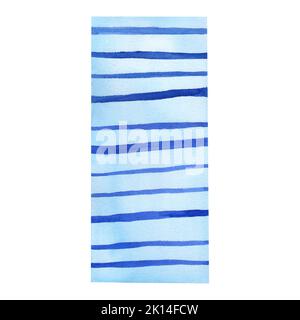 Rechteckiger Hintergrund gestreifter Druck Aquarellblau isoliert auf weiß. Kunst für Design-Geschenkpapier Stockfoto