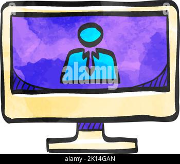 Webinar-Symbol im Aquarellstil. Stock Vektor