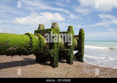 Abwasserausfälle und Strandverschmutzung Stockfoto