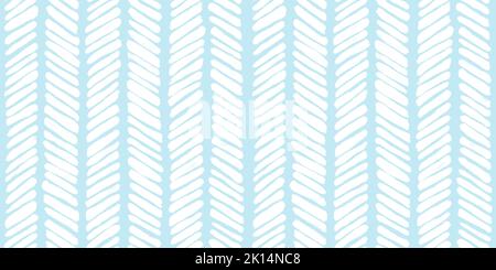 Nahtloses, handgezeichnetes Muster in hellblau-pastellfarbenem Chevron-Fischgrätmuster. Abstrakte geometrische niedlich Zickzack Pfeil Linien Hintergrund Textur. Geburtshelden des Jungen Stockfoto
